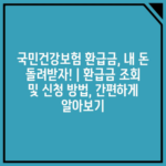 국민건강보험 환급금, 내 돈 돌려받자! | 환급금 조회 및 신청 방법, 간편하게 알아보기