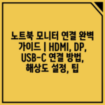 노트북 모니터 연결 완벽 가이드 | HDMI, DP, USB-C 연결 방법, 해상도 설정, 팁