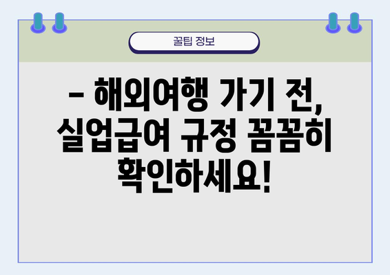 실업급여 수령 중 해외여행, 꼭 알아야 할 주의 사항 | 해외여행, 실업급여, 규정, 주의사항