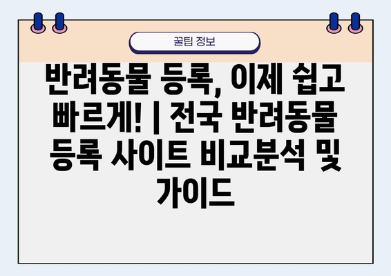 반려동물 등록, 이제 쉽고 빠르게! |  전국 반려동물 등록 사이트 비교분석 및 가이드