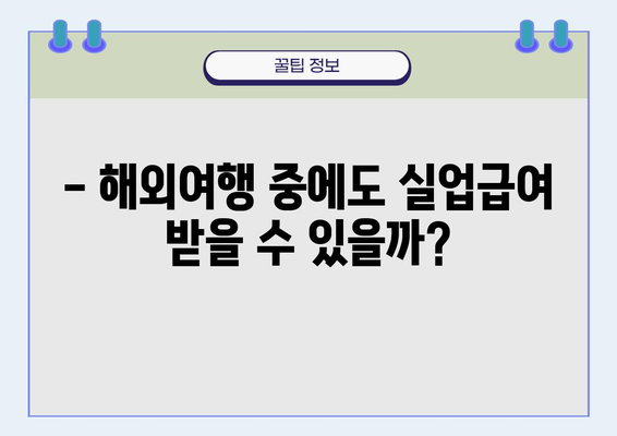 실업급여 수령 중 해외여행, 꼭 알아야 할 주의 사항 | 해외여행, 실업급여, 규정, 주의사항